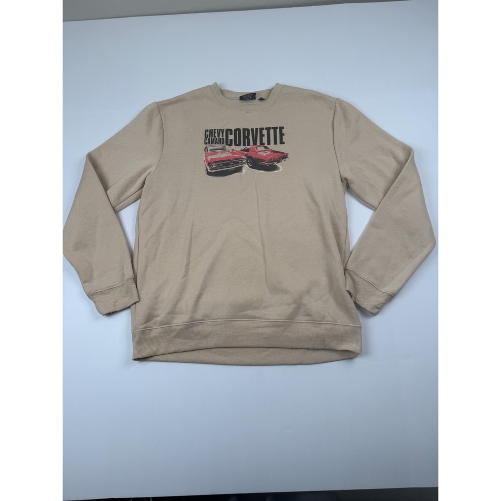 Chemistry Chevy Camaro Corvette Sweatshirt Mens Medium Tan Crewneck Car Graphic